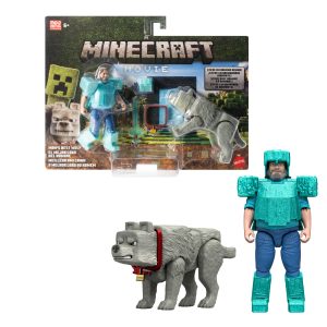 Minecraft Man's Best Wolf Pack With 2 Action Figures & 2 Accessories, Set inspired By The Movie