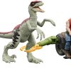 Jurassic Park ’93 Classic Dennis Nedry Action Figure, Motorcycle & Dinosaur Toy Set, 3.75-in Scale